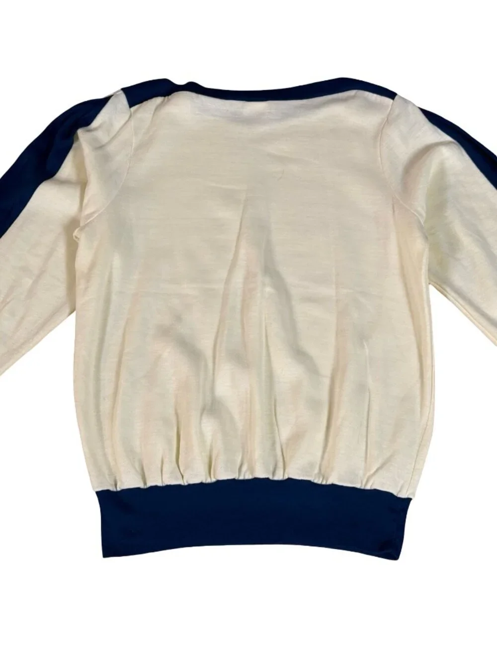 Vintage 1980s Randy Plus Cream Navy Acrylic Sweater Men’s Large